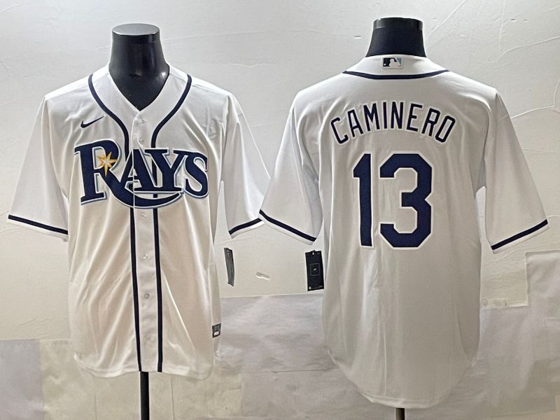 Men 2025 Tampa Bay Rays #13 Caminero White Game Nike MLB Jersey style 1